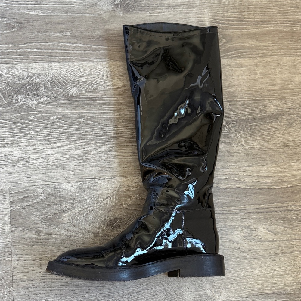 Balenciaga Shiny Black Knee-High Boots - Picture 6 of 14